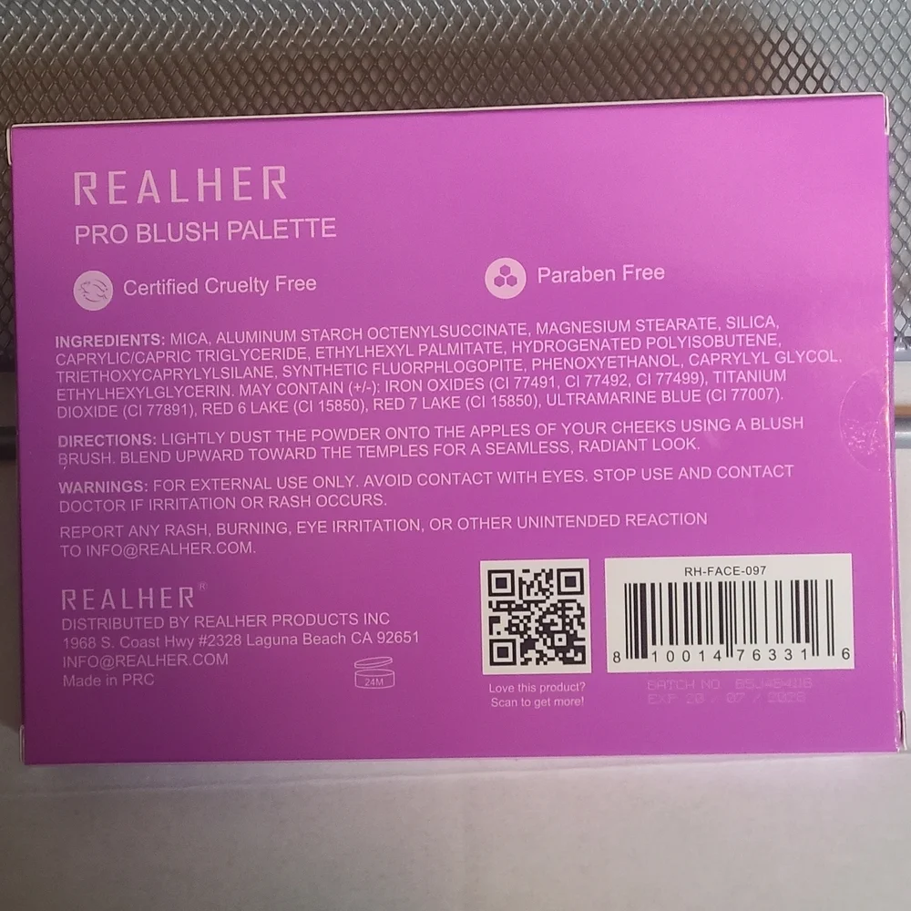 REALHER You Are Brilliant Pro Blush Palette - 6 Colors NIB Sealed RV $36